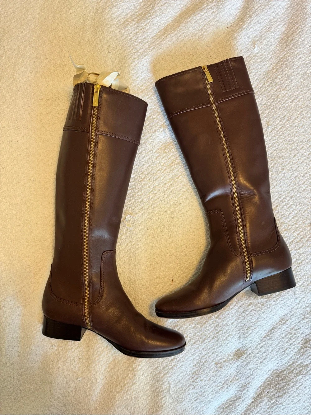 Michael Kors Chocolate Brown Leather Knee-High Riding Boots